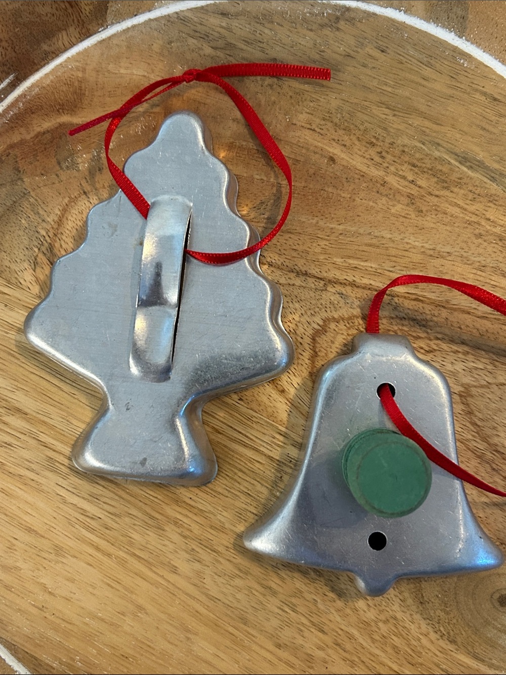 Holiday Metal Tree and Bell vintage cookie cutters or Christmas tree Ornaments